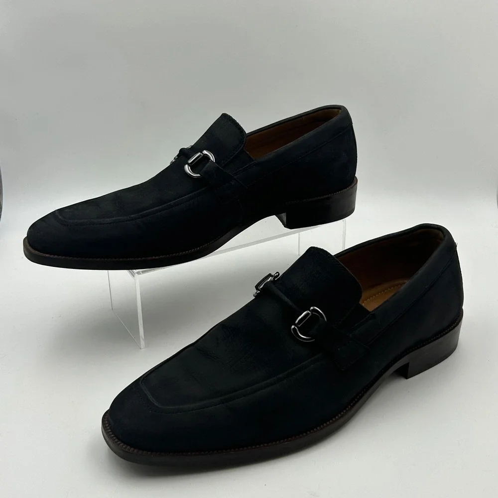 Johnston & Murphy Bit Loafer Mens 10M Black Nubuck Suede Dress Shoe Old Money